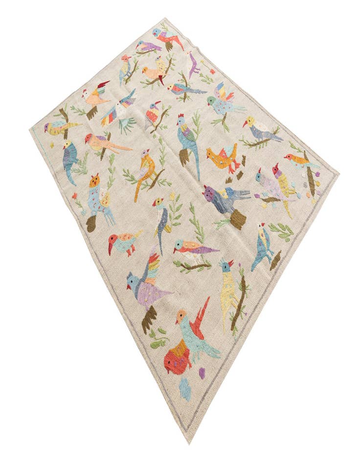 Detail image of  4' 2 x 5' 5  Hand Woven Kilim Suzani Wool Rug