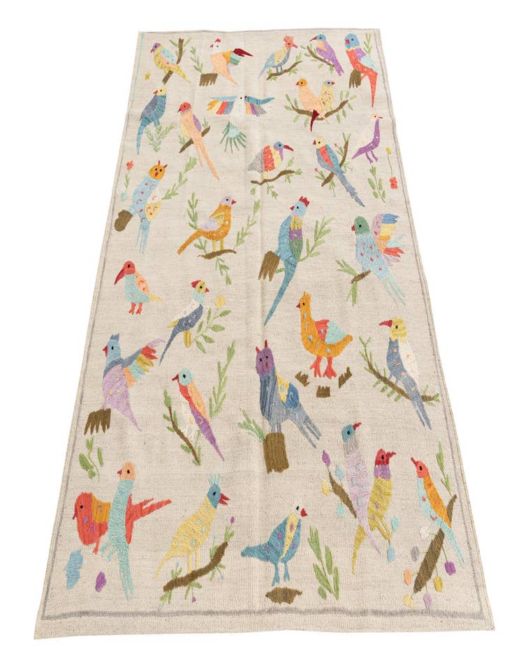 Detail image of  4' 2 x 5' 5  Hand Woven Kilim Suzani Wool Rug