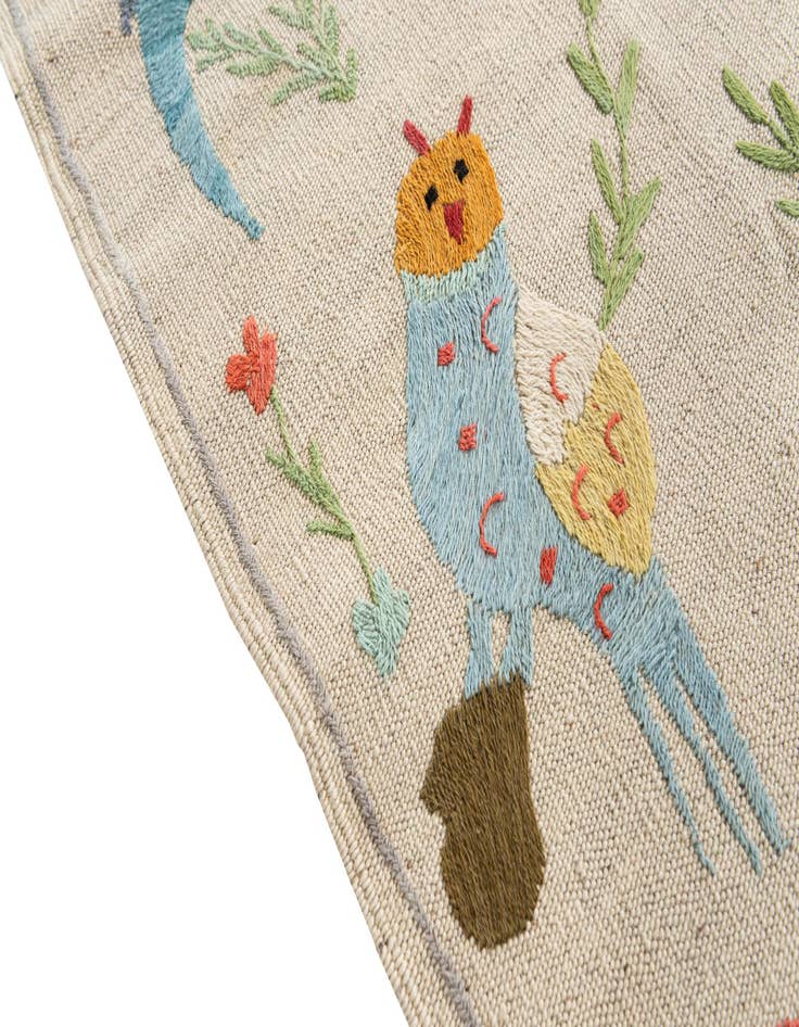 Detail image of  4' 2 x 5' 5  Hand Woven Kilim Suzani Wool Rug