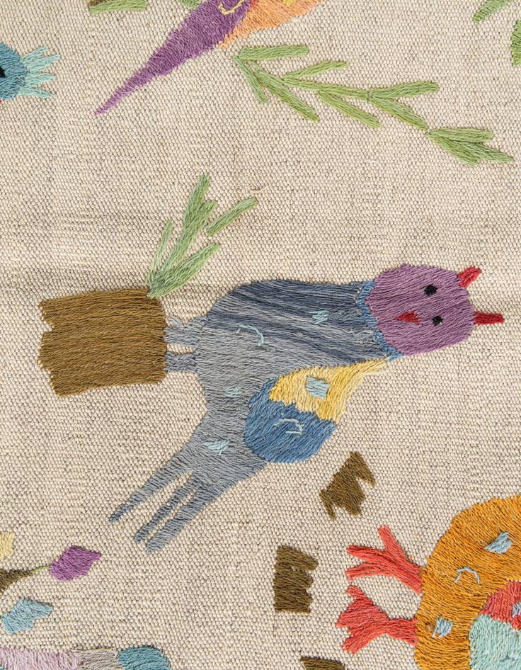 Detail image of  4' 2 x 5' 5  Hand Woven Kilim Suzani Wool Rug