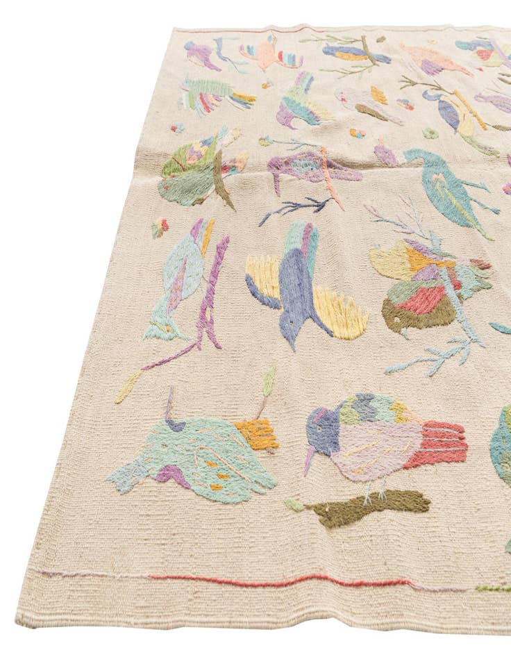 Detail image of  5' 2 x 6' 2  Hand Woven Kilim Suzani Wool Rug