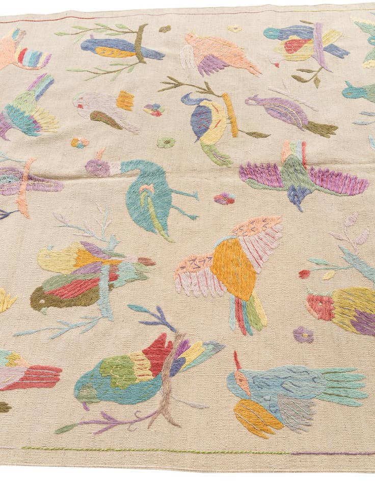 Detail image of  5' 2 x 6' 2  Hand Woven Kilim Suzani Wool Rug