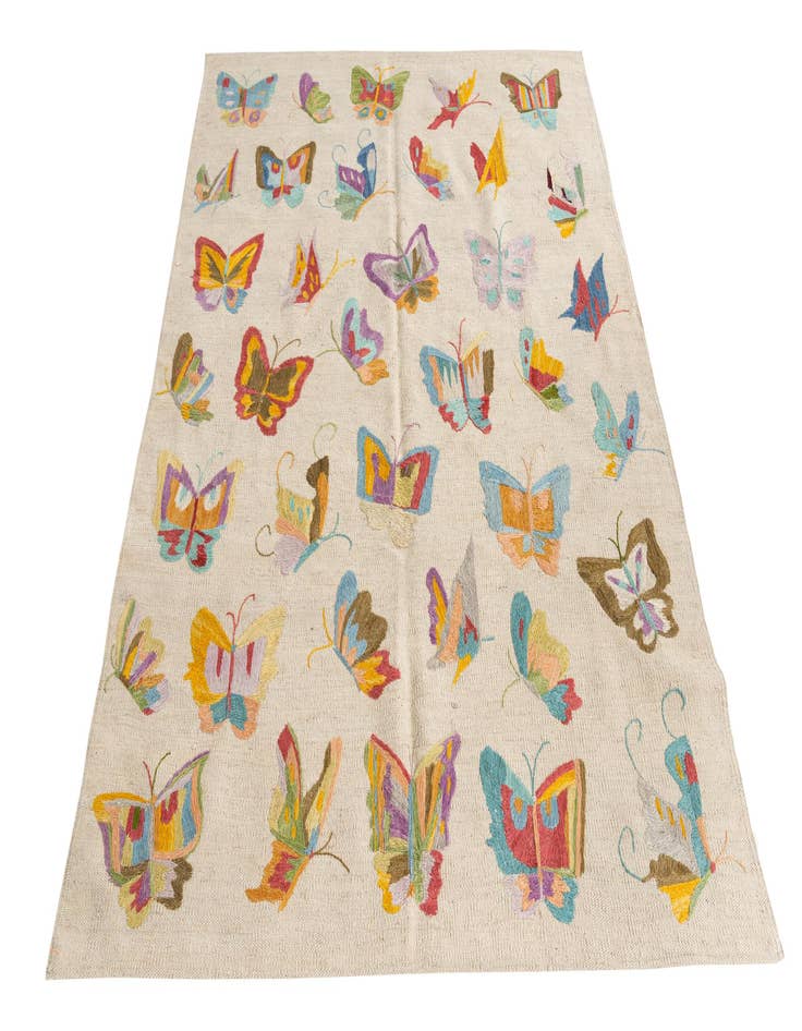 Detail image of  4' 5 x 5' 7  Hand Woven Kilim Suzani Wool Rug