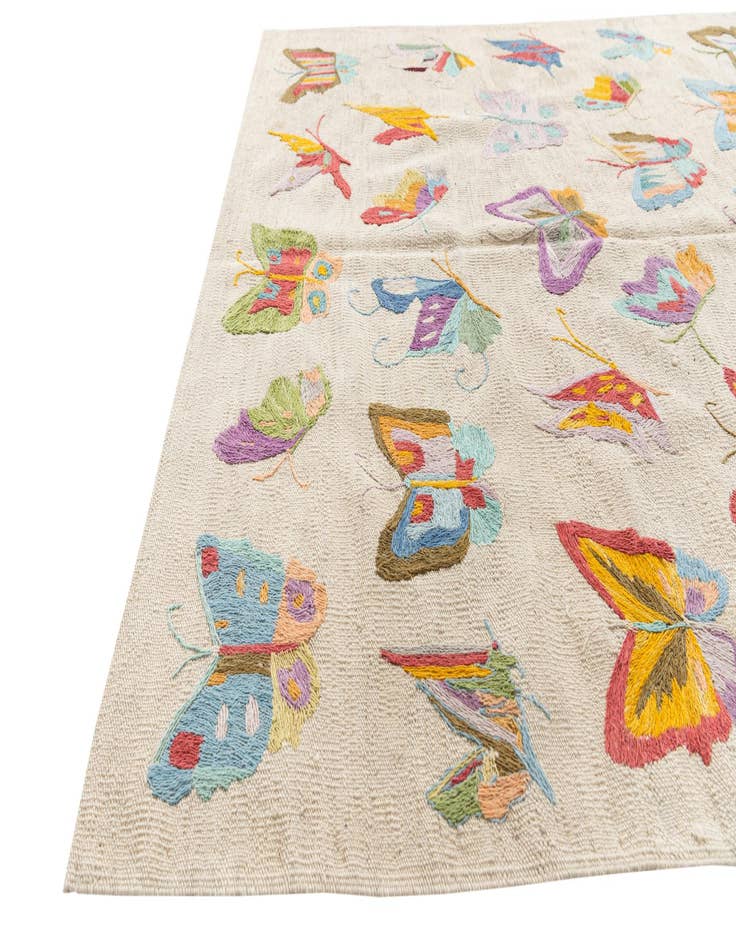 Detail image of  4' 5 x 5' 7  Hand Woven Kilim Suzani Wool Rug