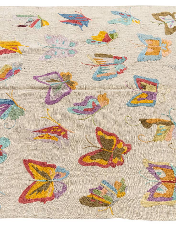 Detail image of  4' 5 x 5' 7  Hand Woven Kilim Suzani Wool Rug