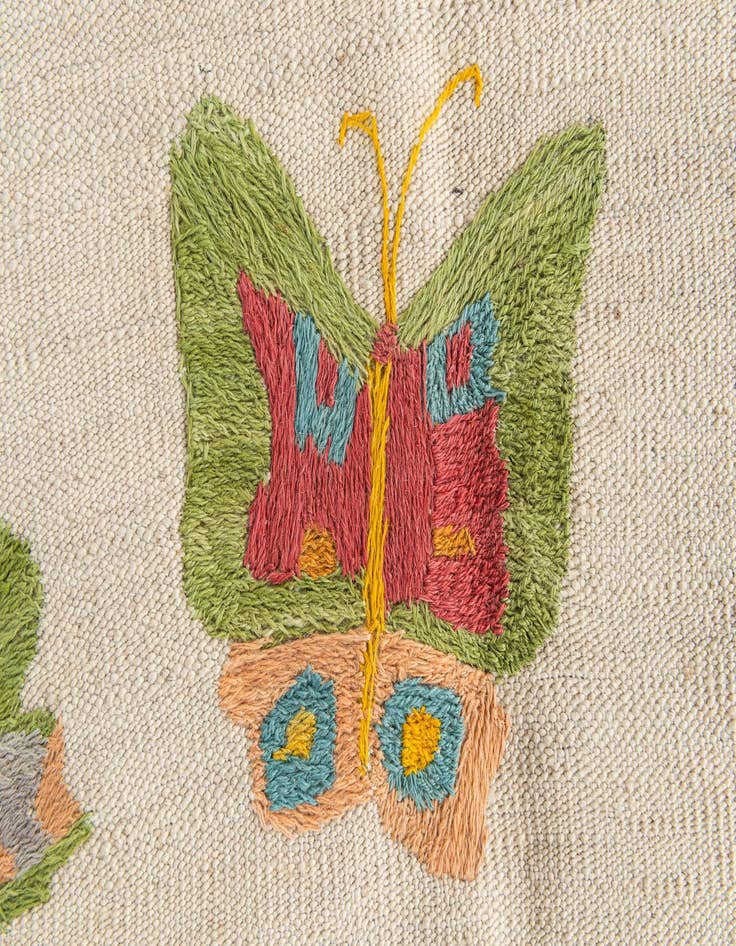 Detail image of  4' 5 x 5' 7  Hand Woven Kilim Suzani Wool Rug