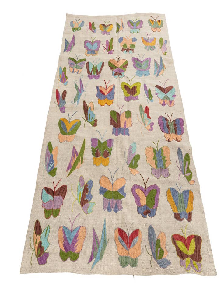 Detail image of  4' 7 x 6' 1  Hand Woven Kilim Suzani Wool Rug