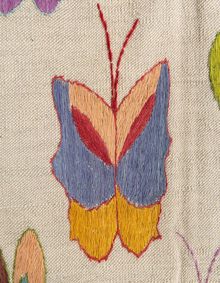 Detail image of  4' 7 x 6' 1  Hand Woven Kilim Suzani Wool Rug