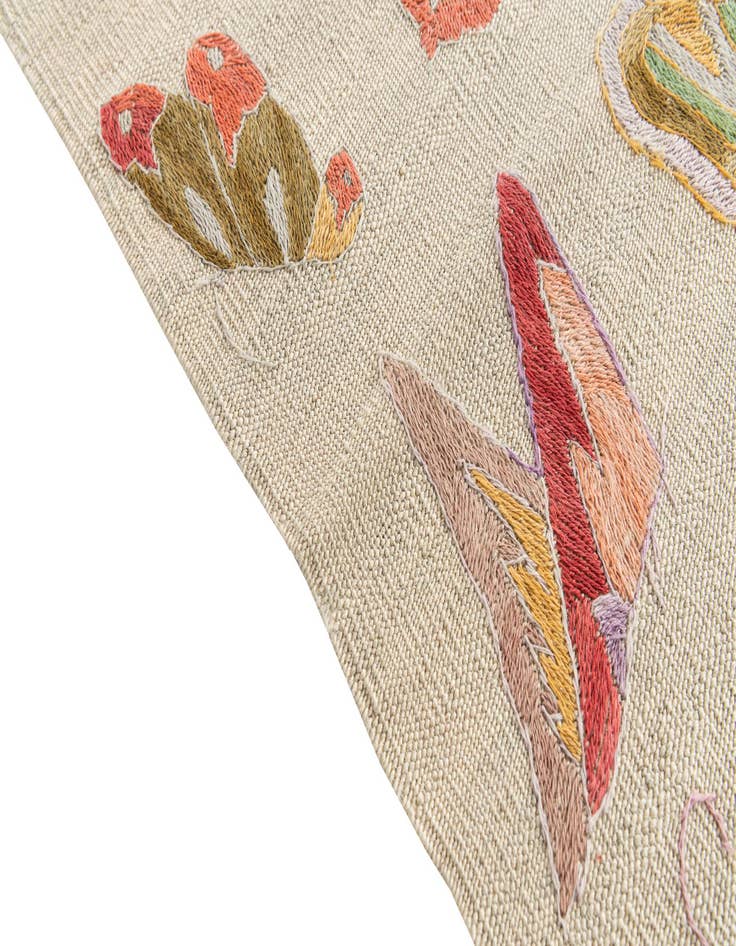 Detail image of  4' 3 x 5' 10  Hand Woven Kilim Suzani Wool Rug