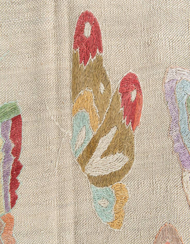 Detail image of  4' 3 x 5' 10  Hand Woven Kilim Suzani Wool Rug
