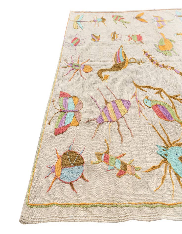 Detail image of  4' 2 x 5' 7  Hand Woven Kilim Suzani Wool Rug