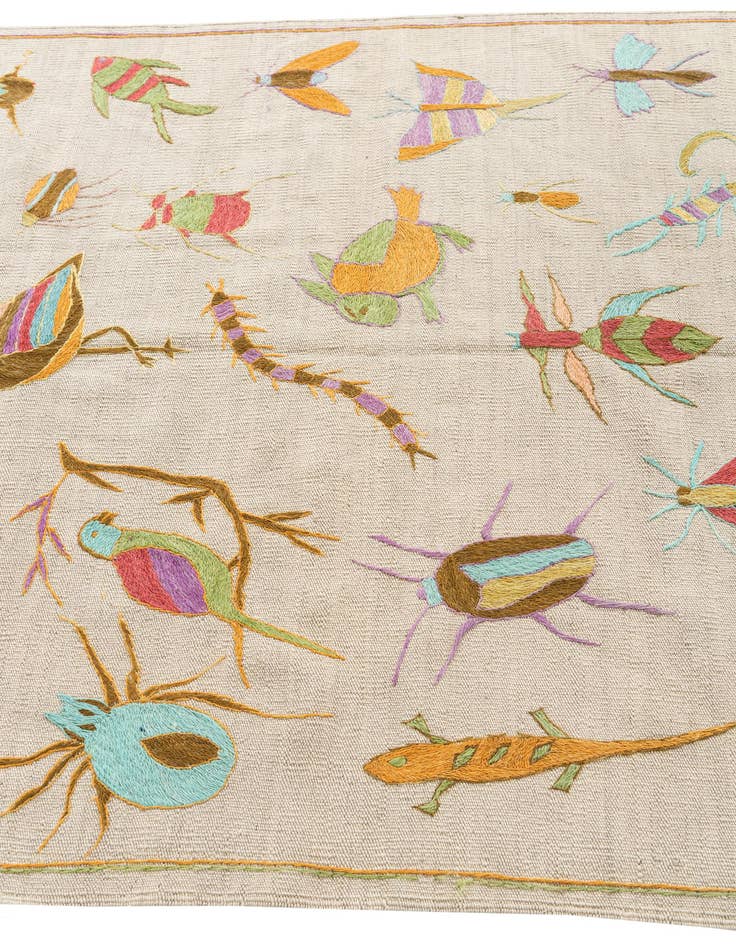 Detail image of  4' 2 x 5' 7  Hand Woven Kilim Suzani Wool Rug