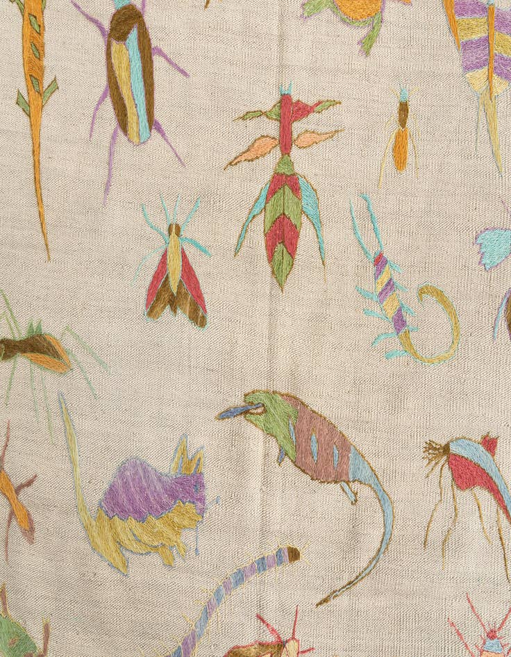 Detail image of  4' 2 x 5' 7  Hand Woven Kilim Suzani Wool Rug