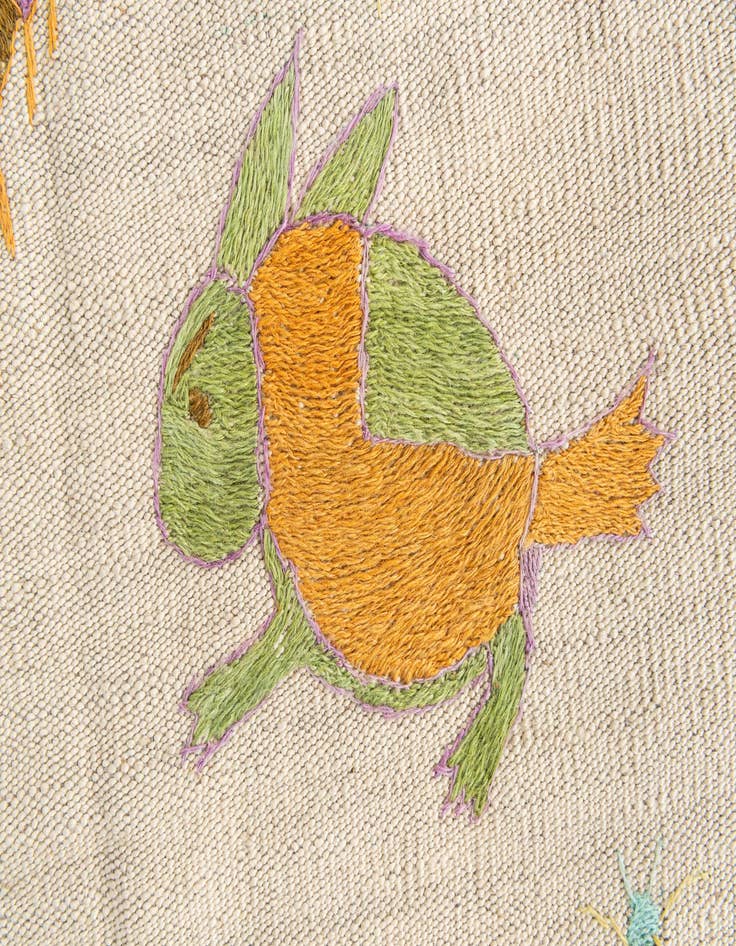 Detail image of  4' 2 x 5' 7  Hand Woven Kilim Suzani Wool Rug