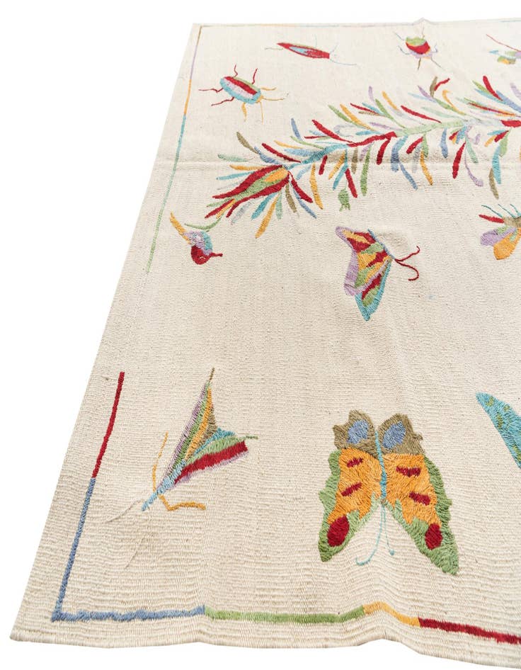 Detail image of  5' 1 x 6' 4  Hand Woven Kilim Suzani Wool Rug