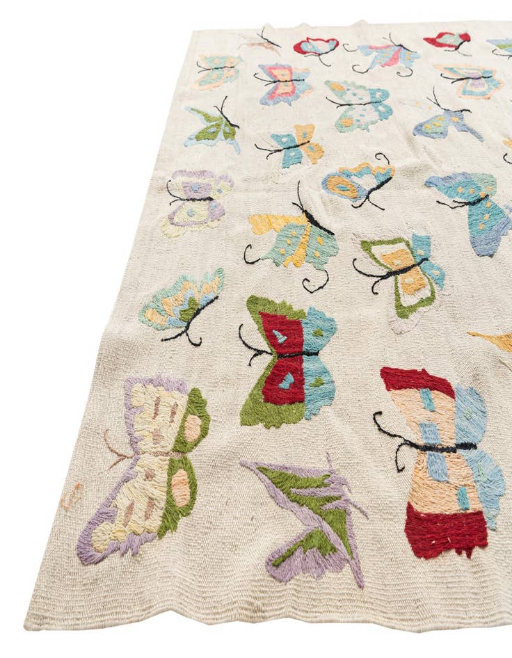 Detail image of  5' x 6' 3  Hand Woven Kilim Suzani Wool Rug