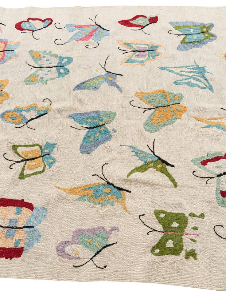 Detail image of  5' x 6' 3  Hand Woven Kilim Suzani Wool Rug