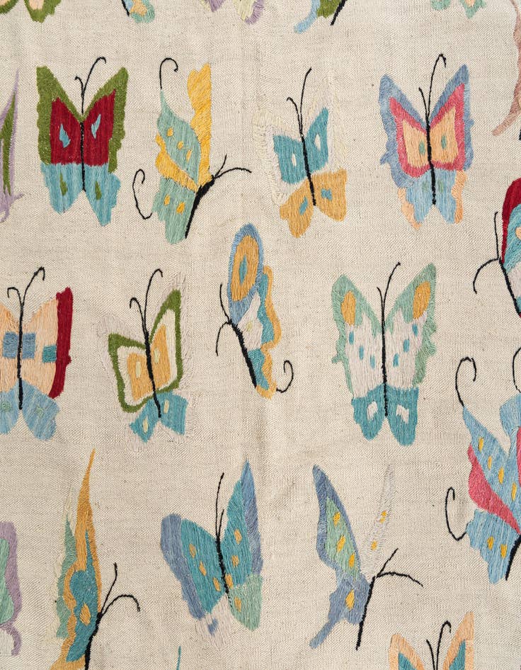 Detail image of  5' x 6' 3  Hand Woven Kilim Suzani Wool Rug