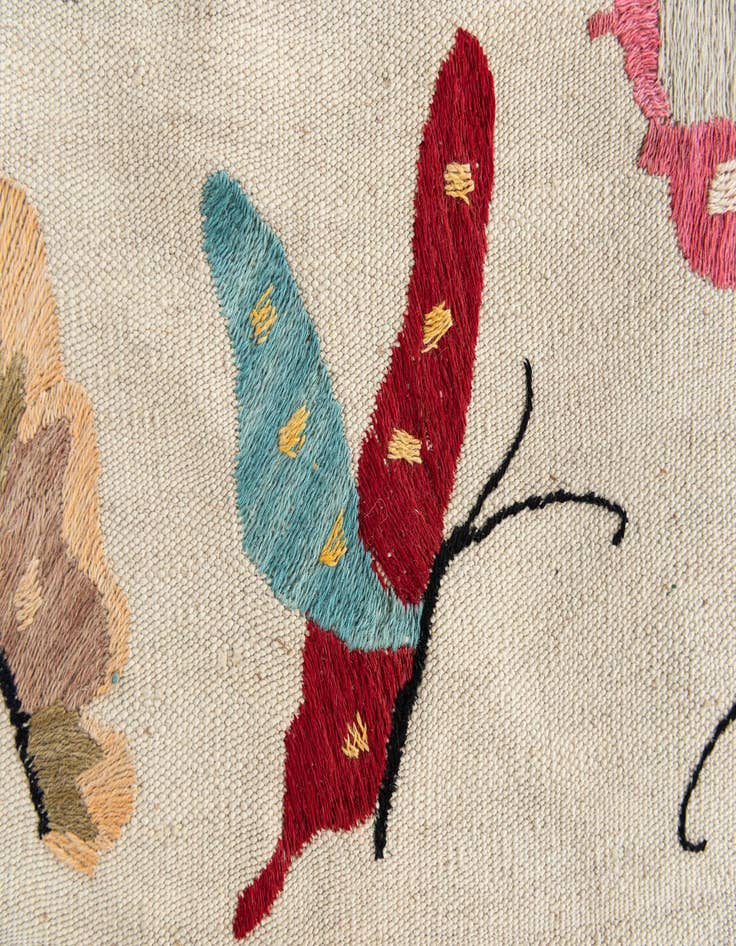 Detail image of  5' x 6' 3  Hand Woven Kilim Suzani Wool Rug
