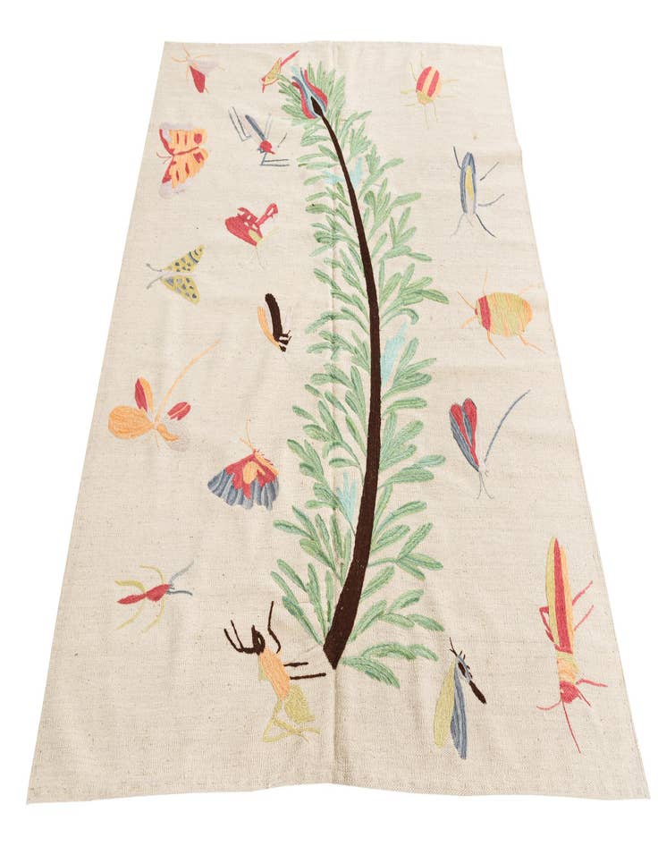 Detail image of  5' 4 x 6'  Hand Woven Kilim Suzani Wool Rug