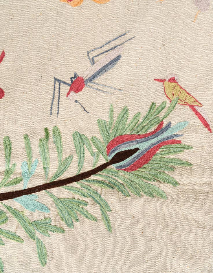 Detail image of  5' 4 x 6'  Hand Woven Kilim Suzani Wool Rug