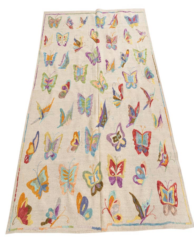 Detail image of  5' 5 x 6'  Hand Woven Kilim Suzani Wool Rug