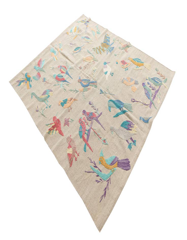 Detail image of  5' 2 x 6' 2  Hand Woven Kilim Suzani Wool Rug