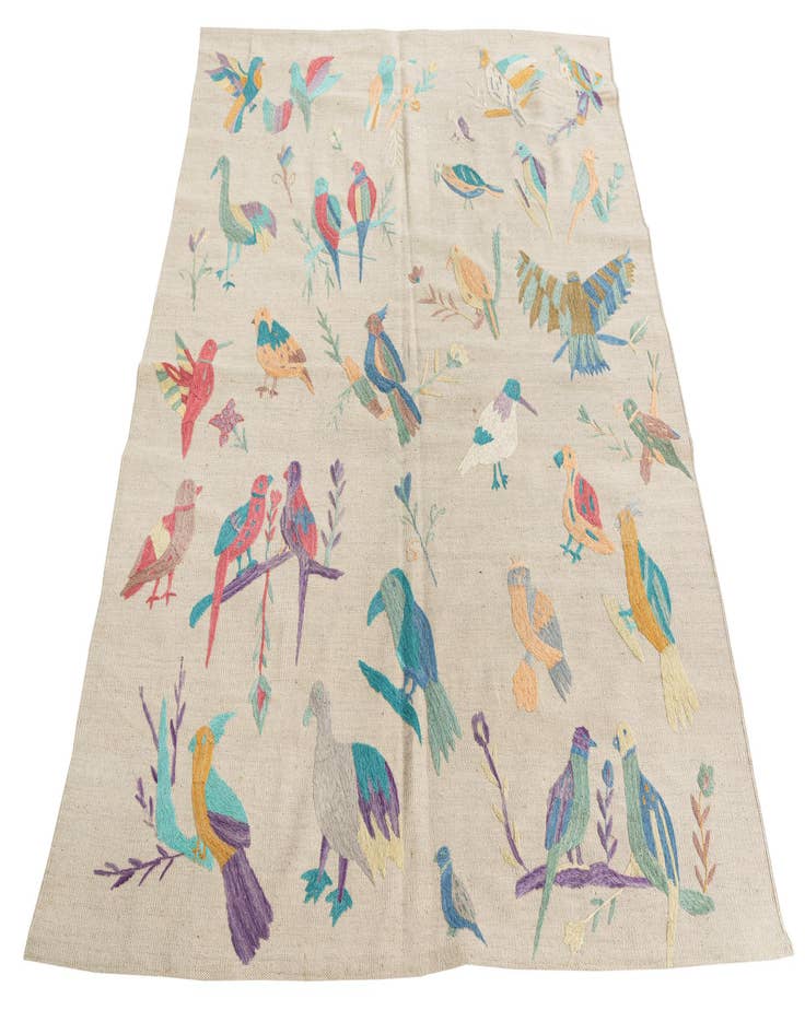 Detail image of  5' 2 x 6' 2  Hand Woven Kilim Suzani Wool Rug