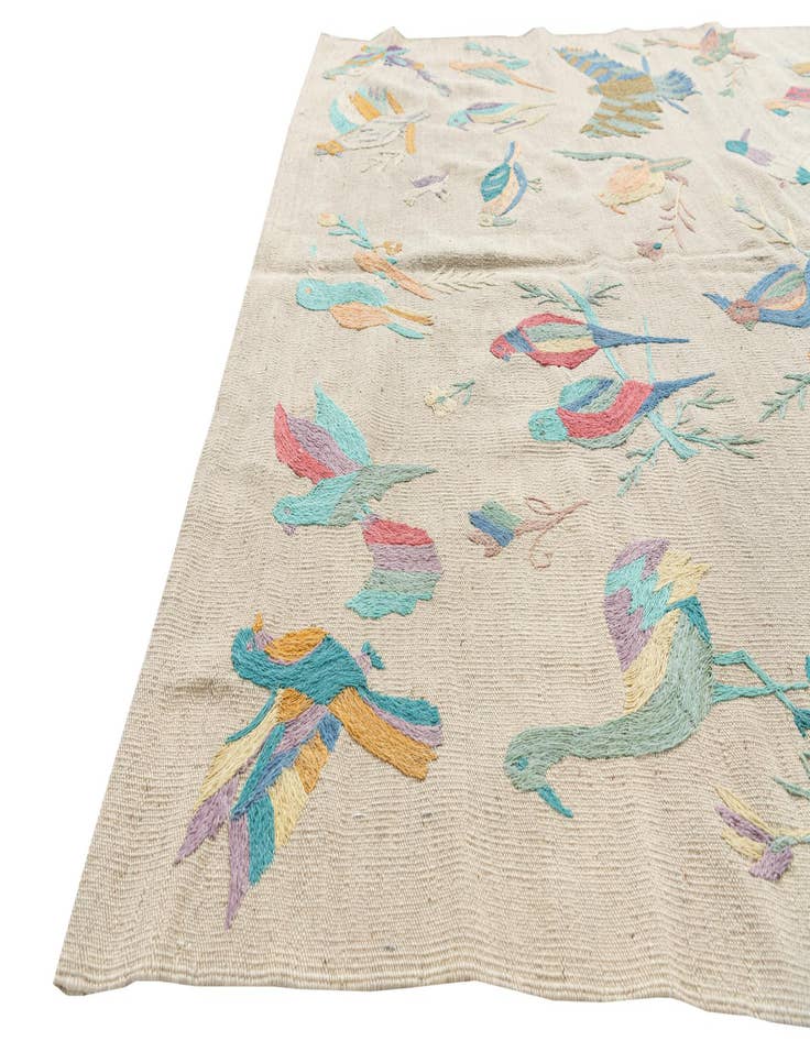 Detail image of  5' 2 x 6' 2  Hand Woven Kilim Suzani Wool Rug