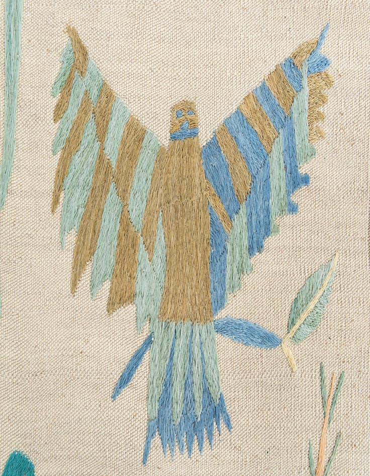 Detail image of  5' 2 x 6' 2  Hand Woven Kilim Suzani Wool Rug