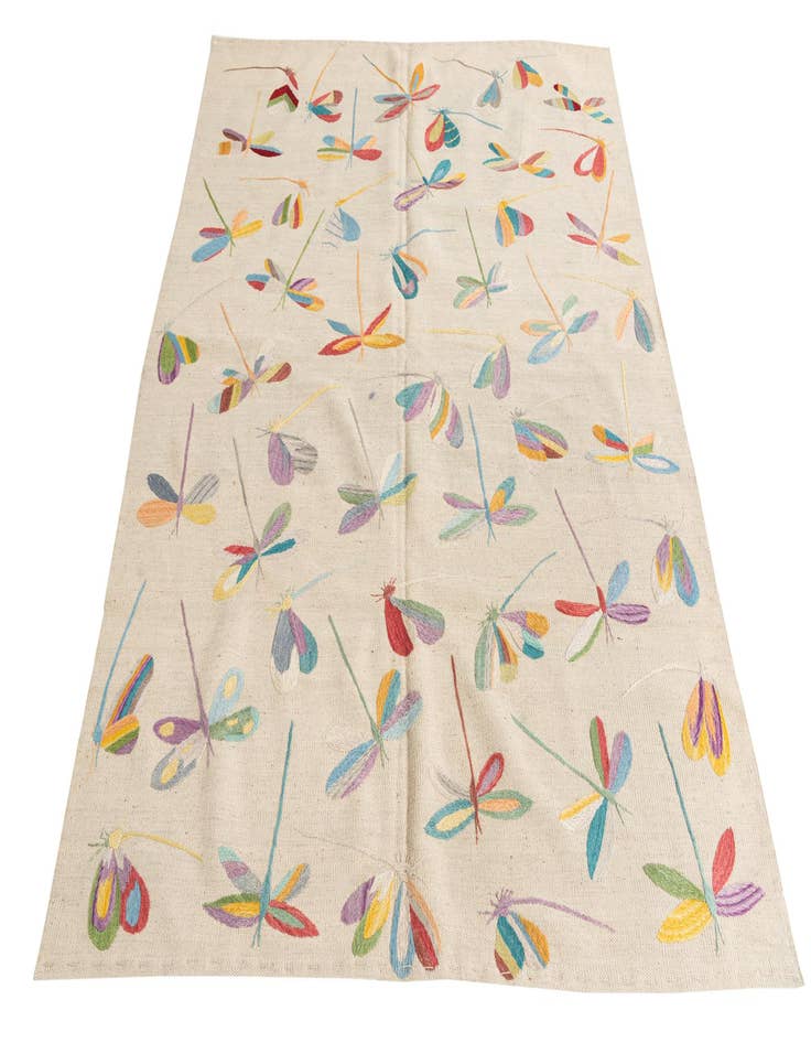 Detail image of  5' 1 x 6' 2  Hand Woven Kilim Suzani Wool Rug