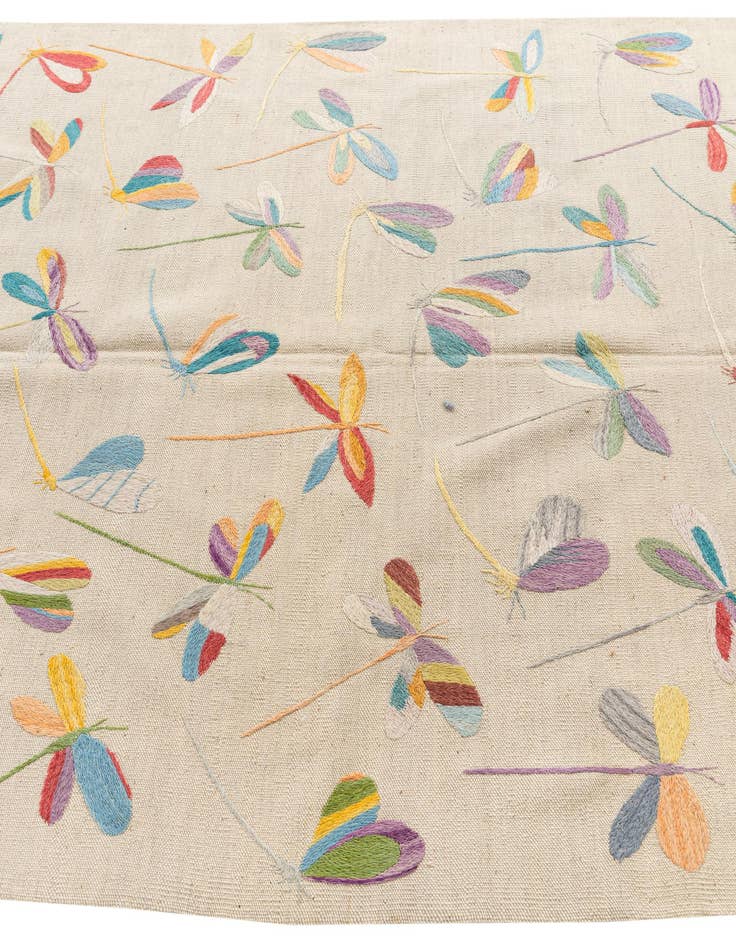 Detail image of  5' 1 x 6' 2  Hand Woven Kilim Suzani Wool Rug