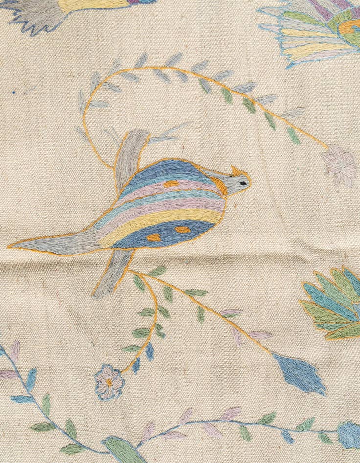 Detail image of  4' x 6'  Hand Woven Kilim Suzani Wool Rug