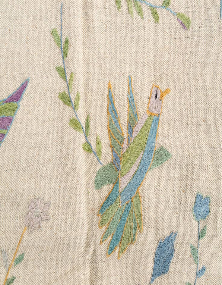 Detail image of  4' x 6'  Hand Woven Kilim Suzani Wool Rug