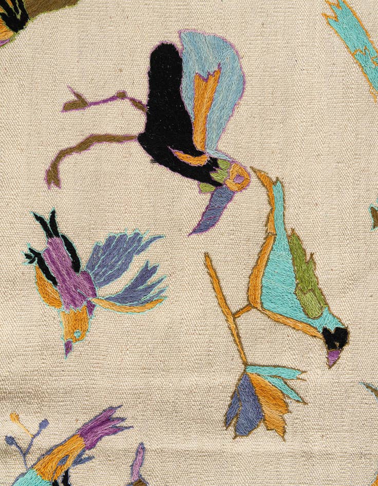 Detail image of  5' 1 x 6' 6  Hand Woven Kilim Suzani Wool Rug
