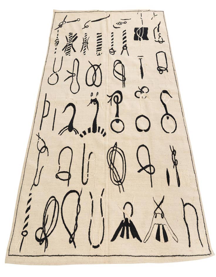 Detail image of  5' 1 x 6' 2  Hand Woven Kilim Suzani Wool Rug