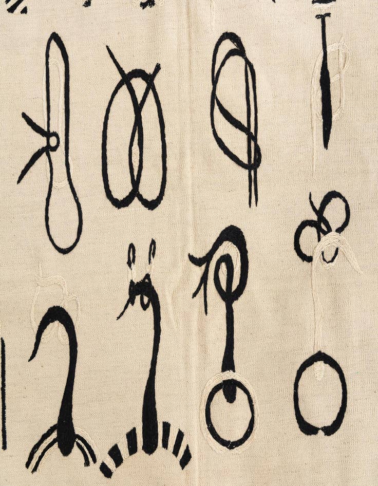 Detail image of  5' 1 x 6' 2  Hand Woven Kilim Suzani Wool Rug