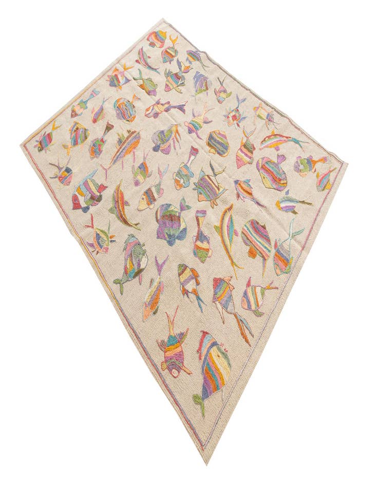 Detail image of  4' 5 x 5' 9  Hand Woven Kilim Suzani Wool Rug