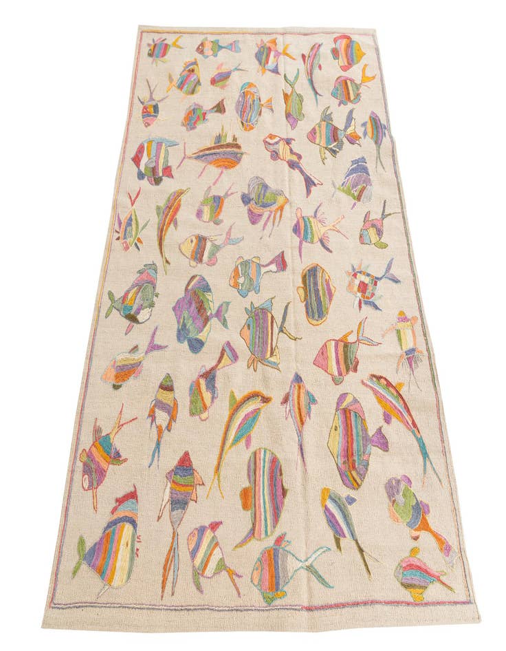 Detail image of  4' 5 x 5' 9  Hand Woven Kilim Suzani Wool Rug