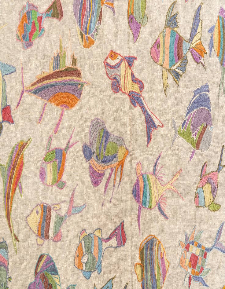 Detail image of  4' 5 x 5' 9  Hand Woven Kilim Suzani Wool Rug