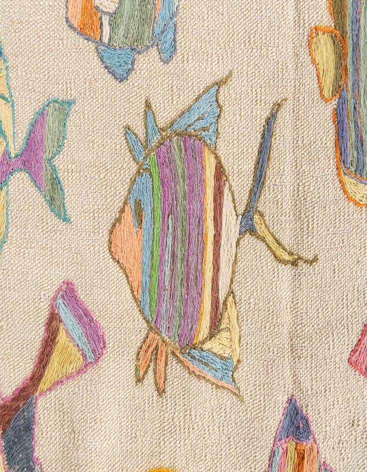 Detail image of  4' 5 x 5' 9  Hand Woven Kilim Suzani Wool Rug