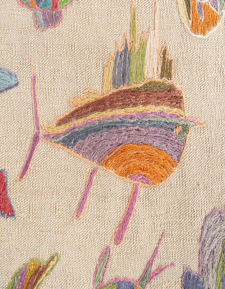 Detail image of  4' 5 x 5' 9  Hand Woven Kilim Suzani Wool Rug