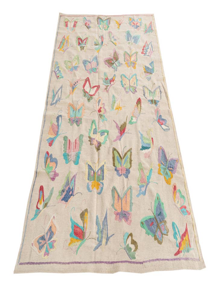 Detail image of  4' 6 x 6' 4  Hand Woven Kilim Suzani Wool Rug