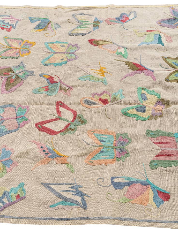 Detail image of  4' 6 x 6' 4  Hand Woven Kilim Suzani Wool Rug