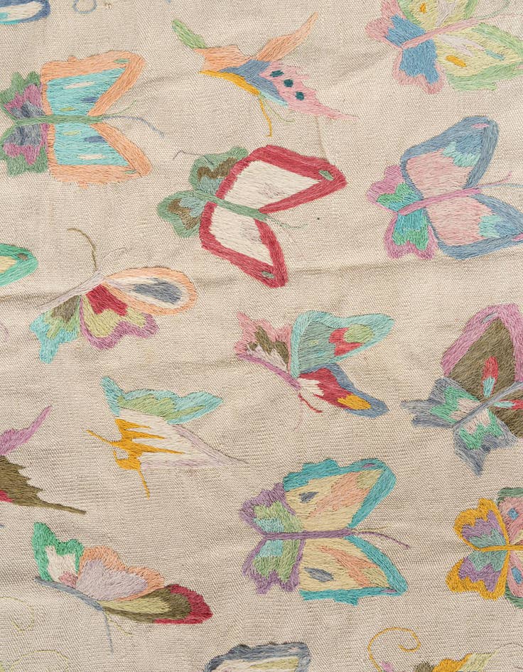 Detail image of  4' 6 x 6' 4  Hand Woven Kilim Suzani Wool Rug