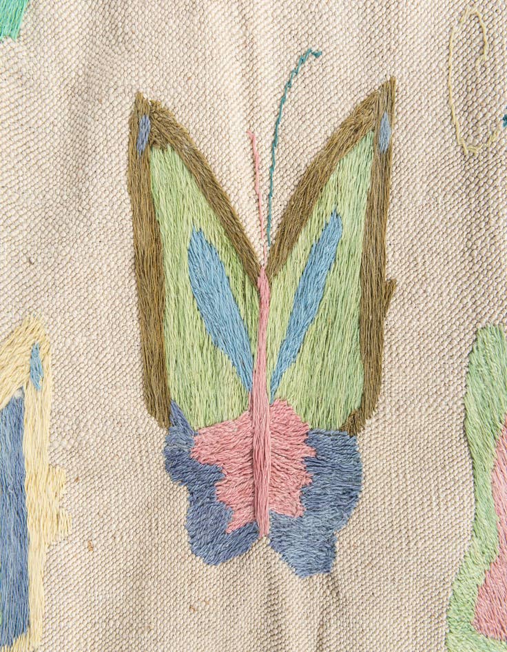 Detail image of  4' 6 x 6' 4  Hand Woven Kilim Suzani Wool Rug