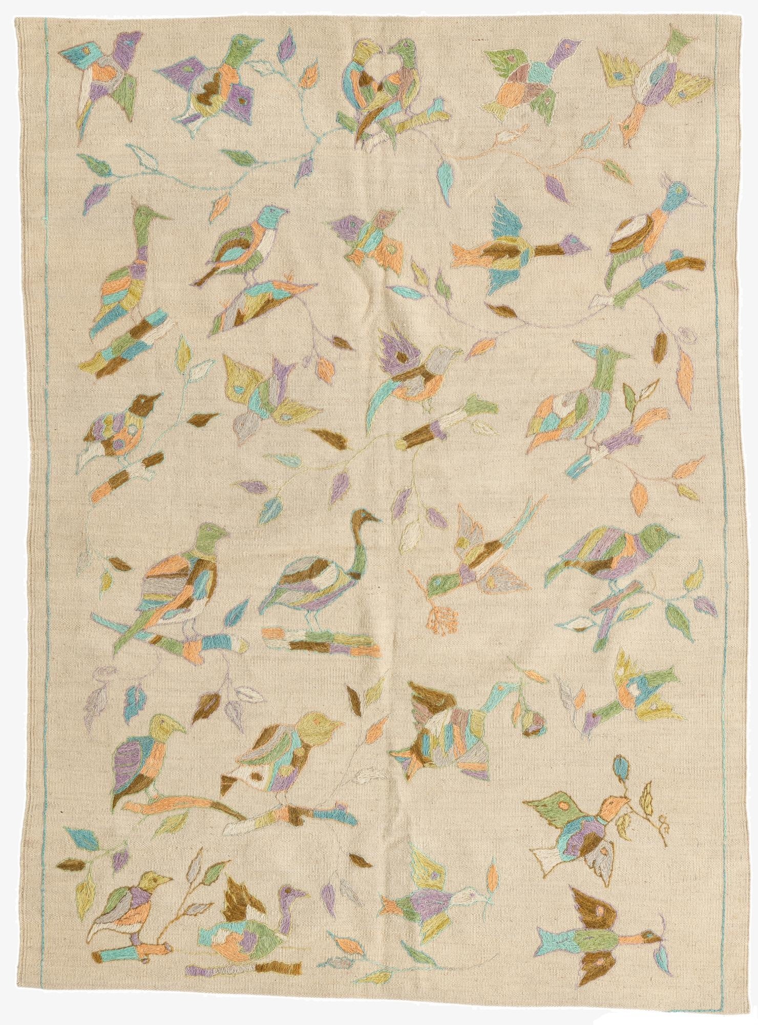  4' 2 x 5' 8  Hand Woven Kilim Suzani Wool Rug