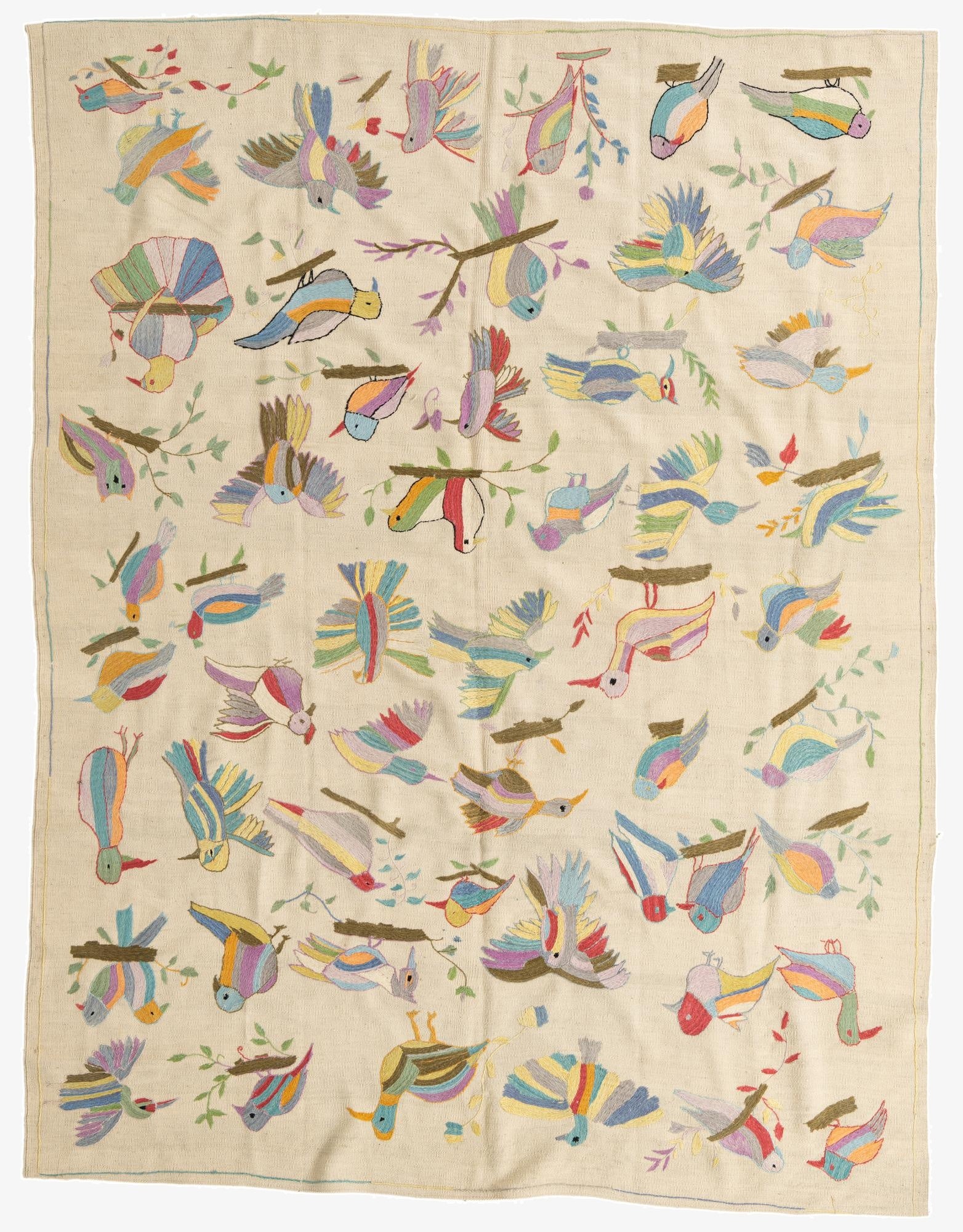  7' 2 x 9' 4  Hand Woven Kilim Suzani Wool Rug