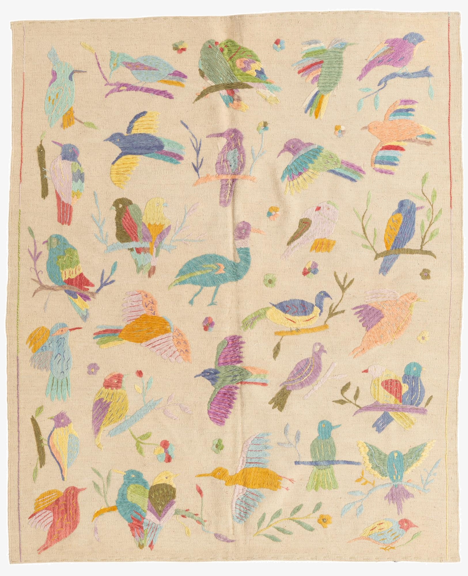  5' 2 x 6' 2  Hand Woven Kilim Suzani Wool Rug