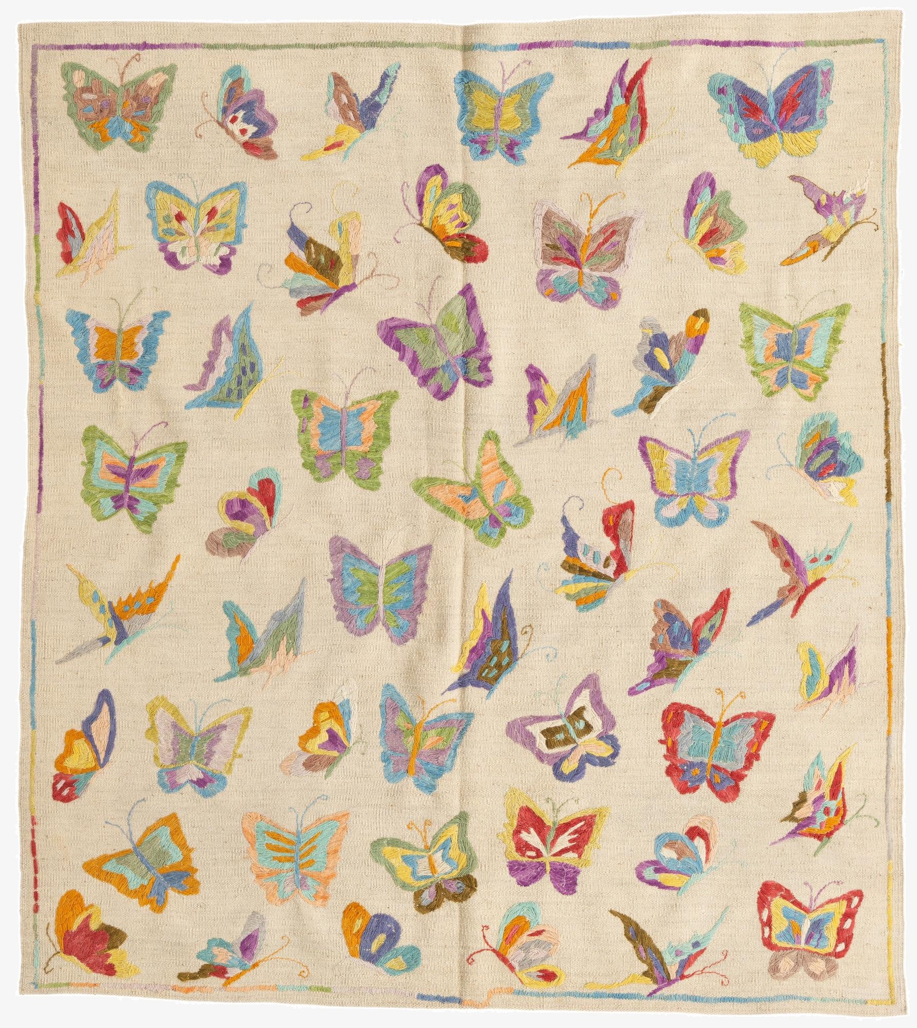  5' 5 x 6'  Hand Woven Kilim Suzani Wool Rug